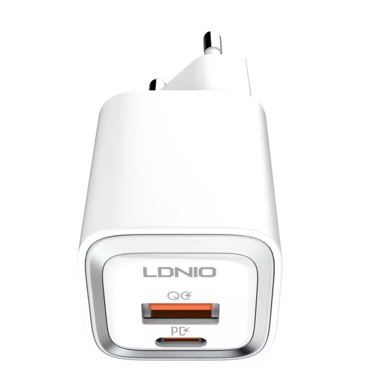 LDNIO A2318M sienas lādētājs USB, USB-C + USB-C - Lightning kabelis