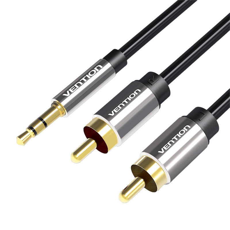 Audio kabelis 2xRCA uz 3,5 mm Vention BCFBD 0,5 m (melns)