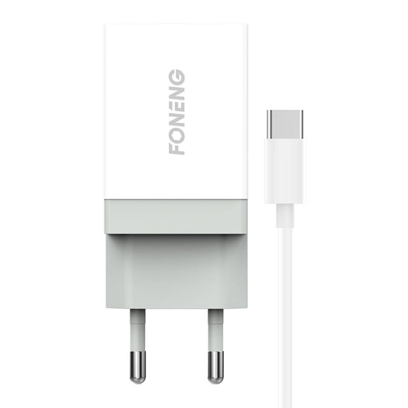 Ātrais lādētājs Foneng 1x USB K210 10.5W + USB Type C kabelis 1m