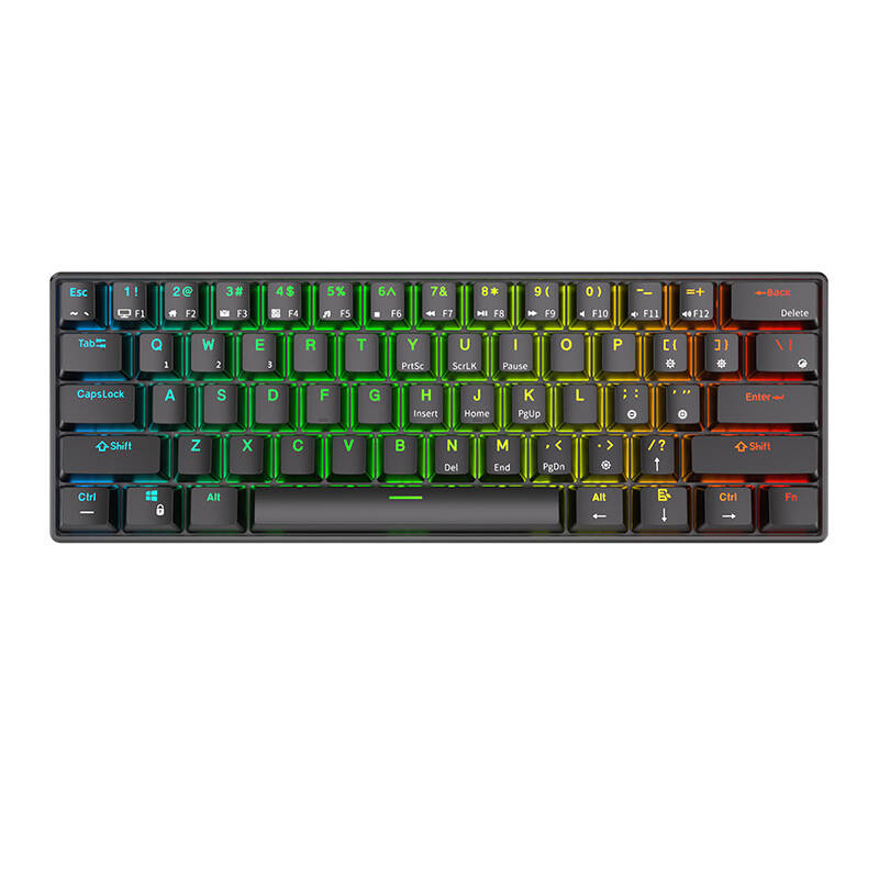 Royal Kludge RK61 RGB mehāniskā tastatūra, sarkanais slēdzis (melna) (QWERTY)