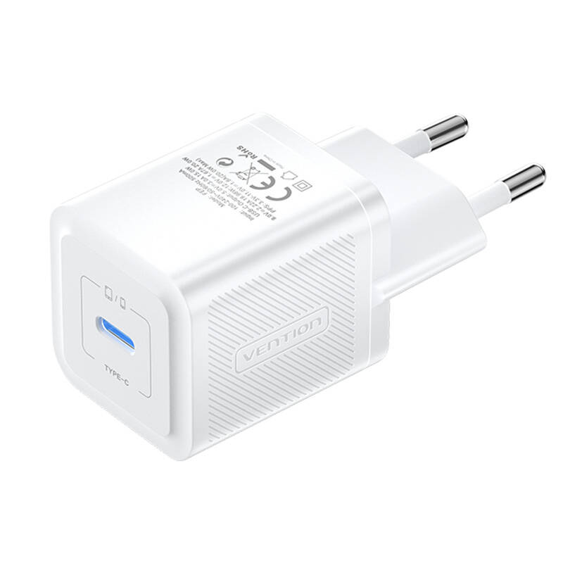 Sienas lādētājs, Vention, FEPW0-EU, USB-C, 20 W, GaN (balts)
