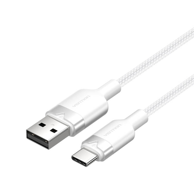 USB 2.0 A uz USB-C 3A kabelis Vention CTNWF 1M (balts)