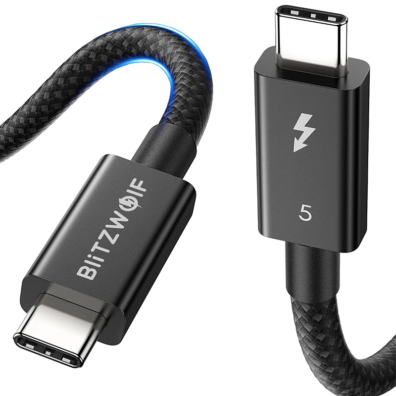 BlitzWolf BW-HDC8 240W USB-C līdz USB-C kabelis, 0,.5 m (melns)