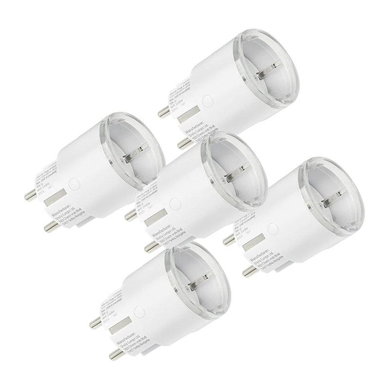 5 gab. komplekts Shelly Plug S MTR Gen3 12A viedo kontaktligzdu (baltas)