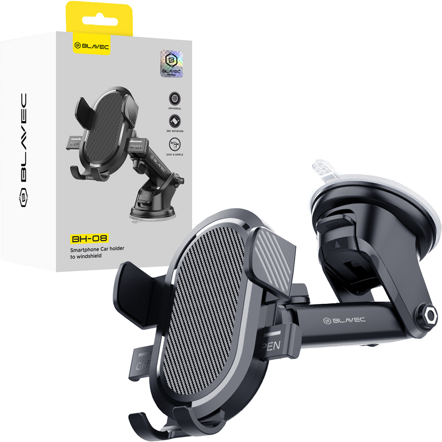 Blavec Automašīnas turētājs BH-08 uz vējstikla / paneļa (BH08-WSB) melns