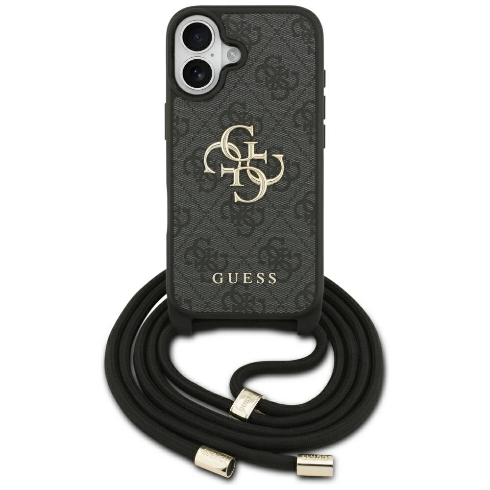 Guess 4G Big Logo 4G Cord Stap Crossbody futrālis iPhone 17 - Melns