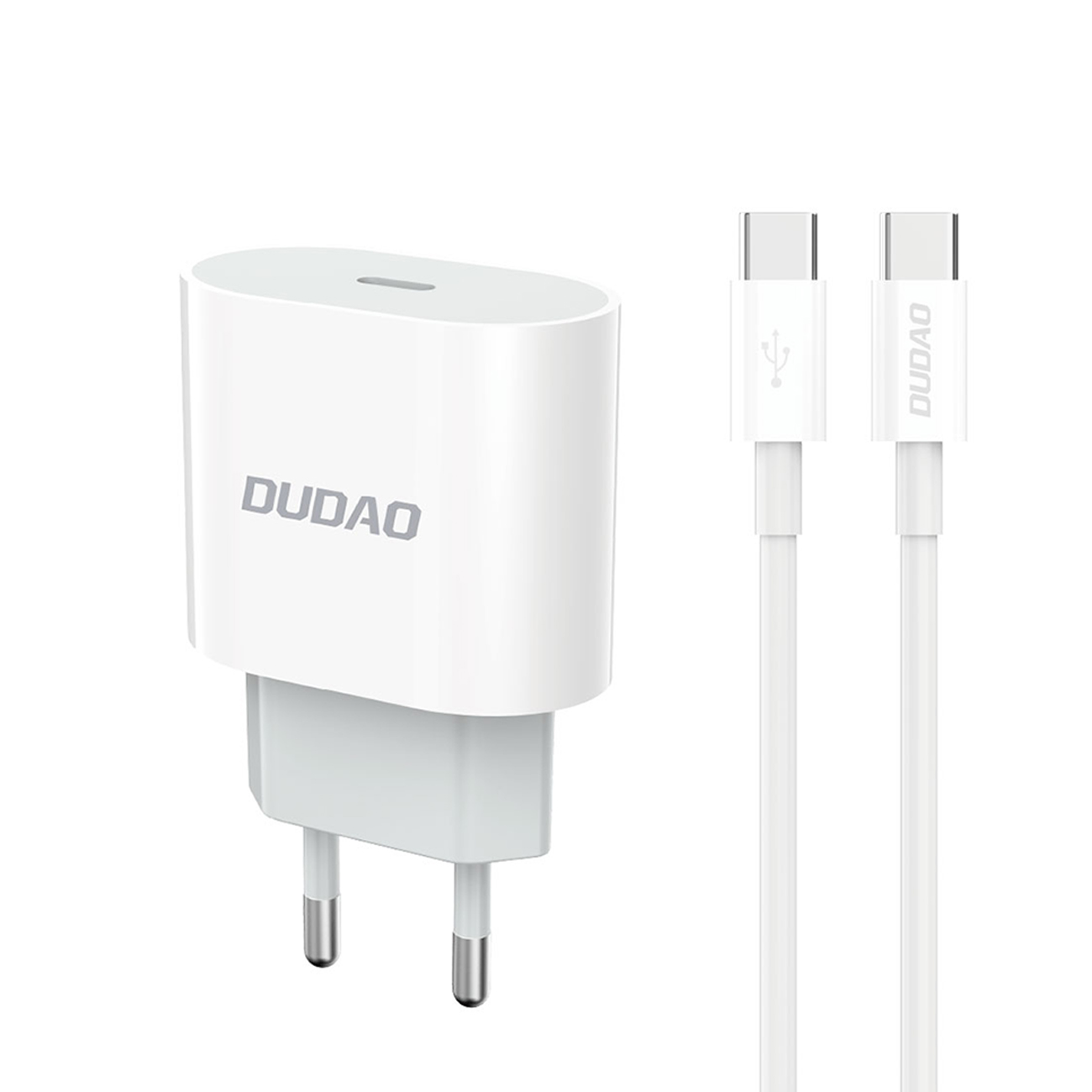 Dudao A14EUC PD 20W USB-C sienas lādētājs ar kabeli - balts