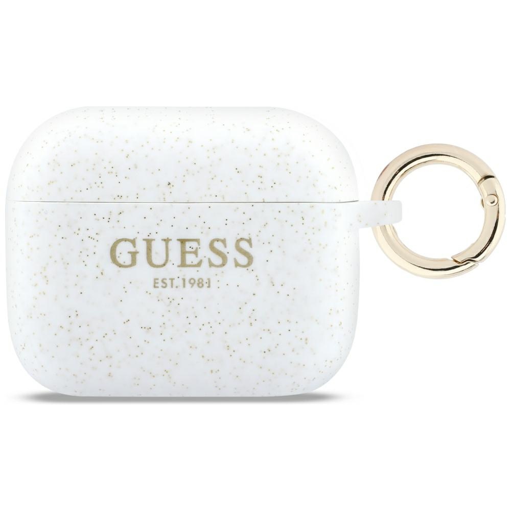 Guess Silikona Glitter Ring Maciņš for AirPods Pro 3 - balts