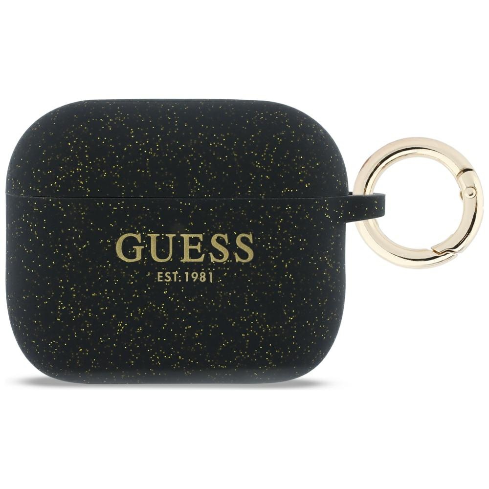 Guess Silikona Glitter Ring Maciņš for AirPods Pro 3 - melns