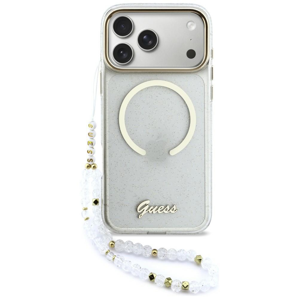 Guess IML Glitters Script Siksniņa MagSafe Maciņš for iPhone 17 Pro Max - Clear