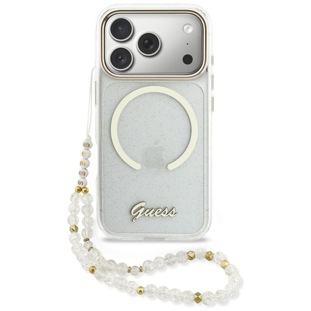 Guess IML Glitters Script Siksniņa MagSafe Maciņš for iPhone 17 Pro - Clear