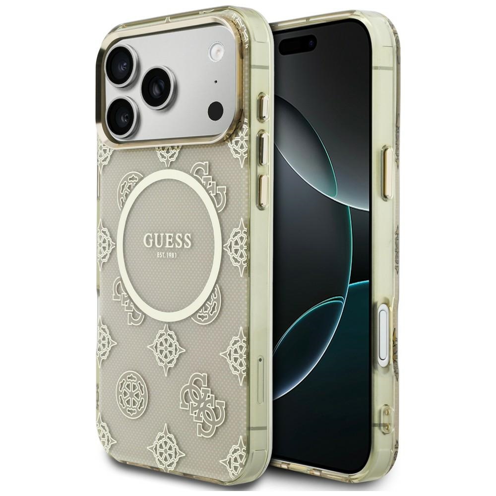Guess IML Peony Dot MagSafe Maciņš for iPhone 17 Pro Max - bēšs
