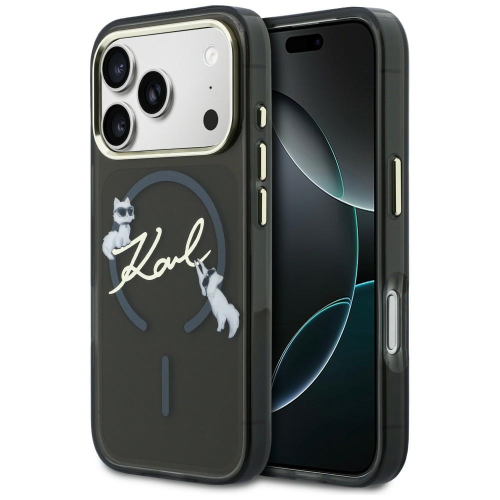 Karl Lagerfeld IML Choupettes Karl Script Logo MagSafe Maciņš for iPhone 17 Pro - melns
