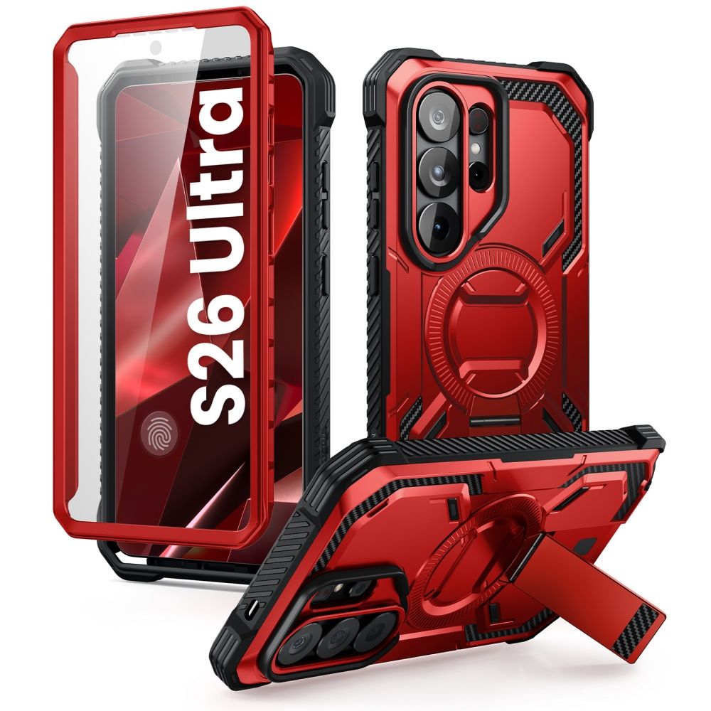 Supcase ArmorBox Mag MagSafe Maciņš for Samsung Galaxy S26 Ultra - sarkans and melns