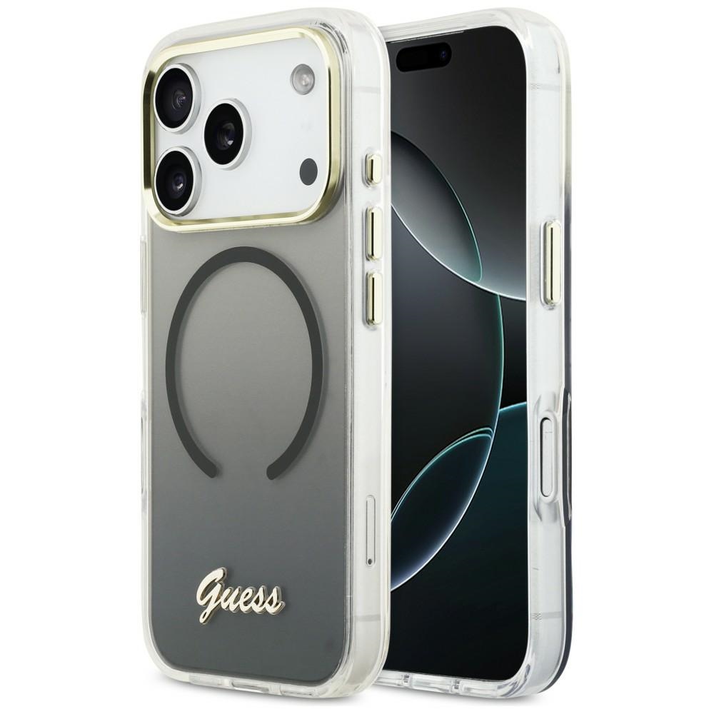 GUESS maciņš for IPHONE 17 Pro saderīgs ar MagSafe GUHMP17L5HTGMCSK (IML Gradient Script Metal) melns