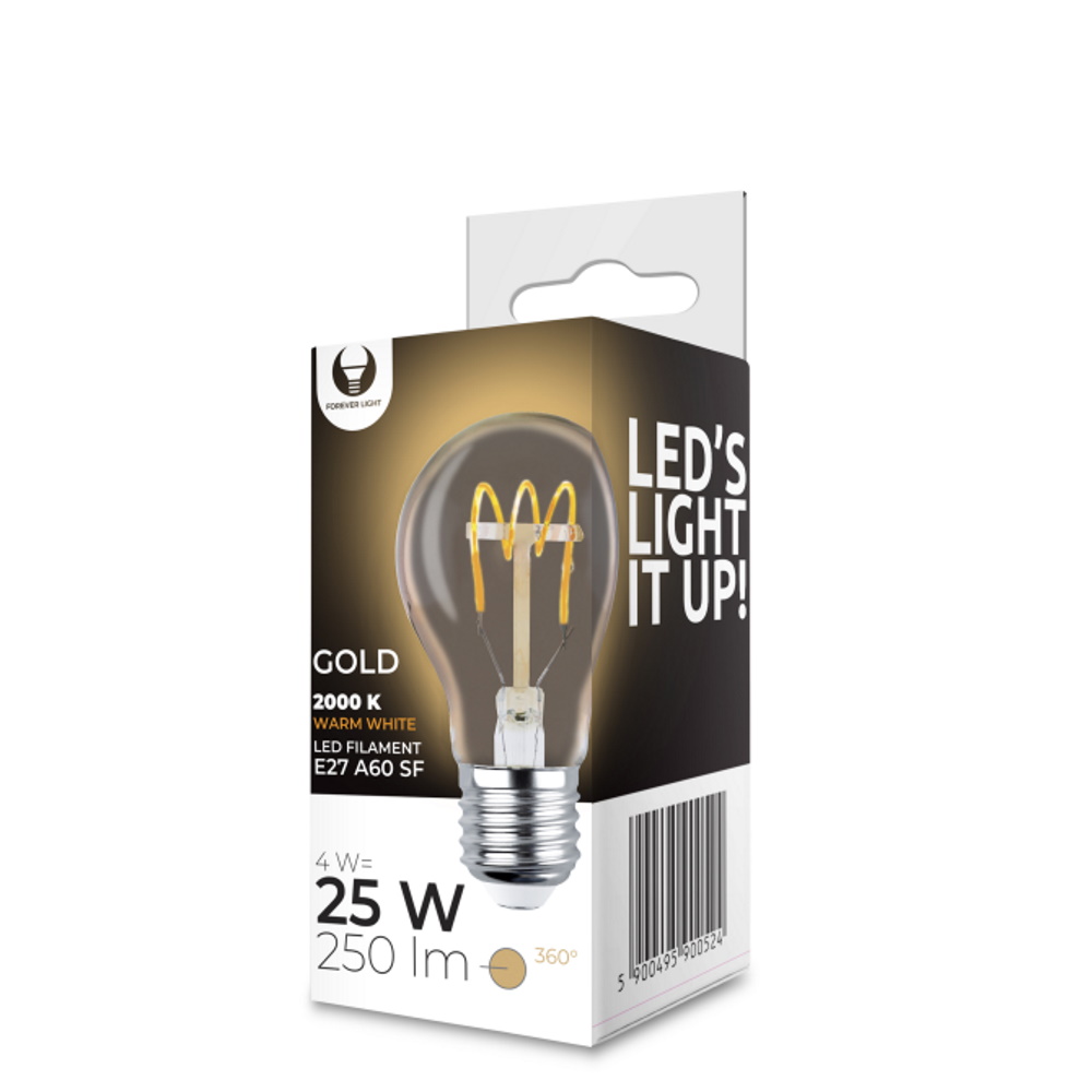 LED Bulb Filaments E27 A60 4W 230V 2000K 250lm SF zelta Forever Light