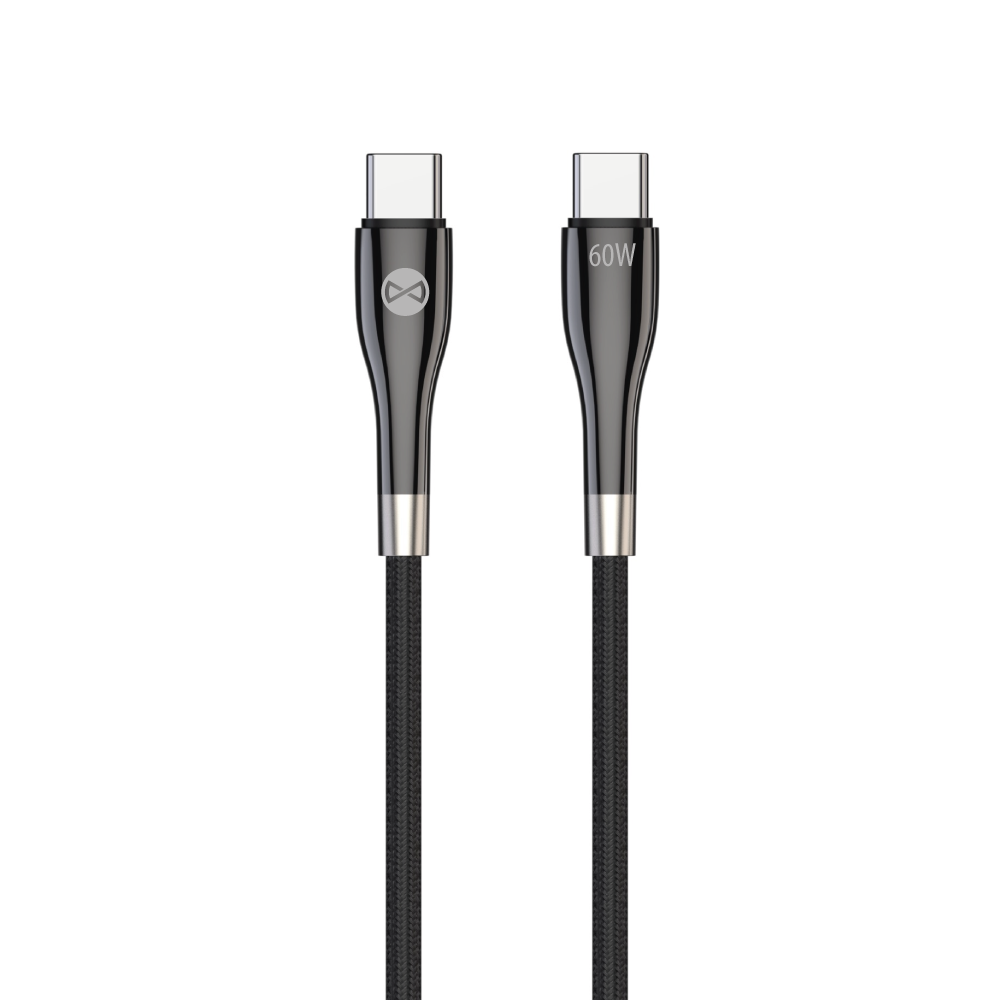 Forever Sleek kabelis USB-C - USB-C 1,0 m 60W melns