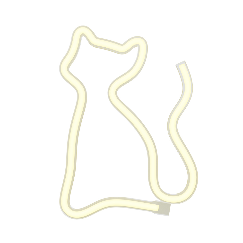 Neon LED Light CAT warm balts Bat + USB FLNE03 Forever Light