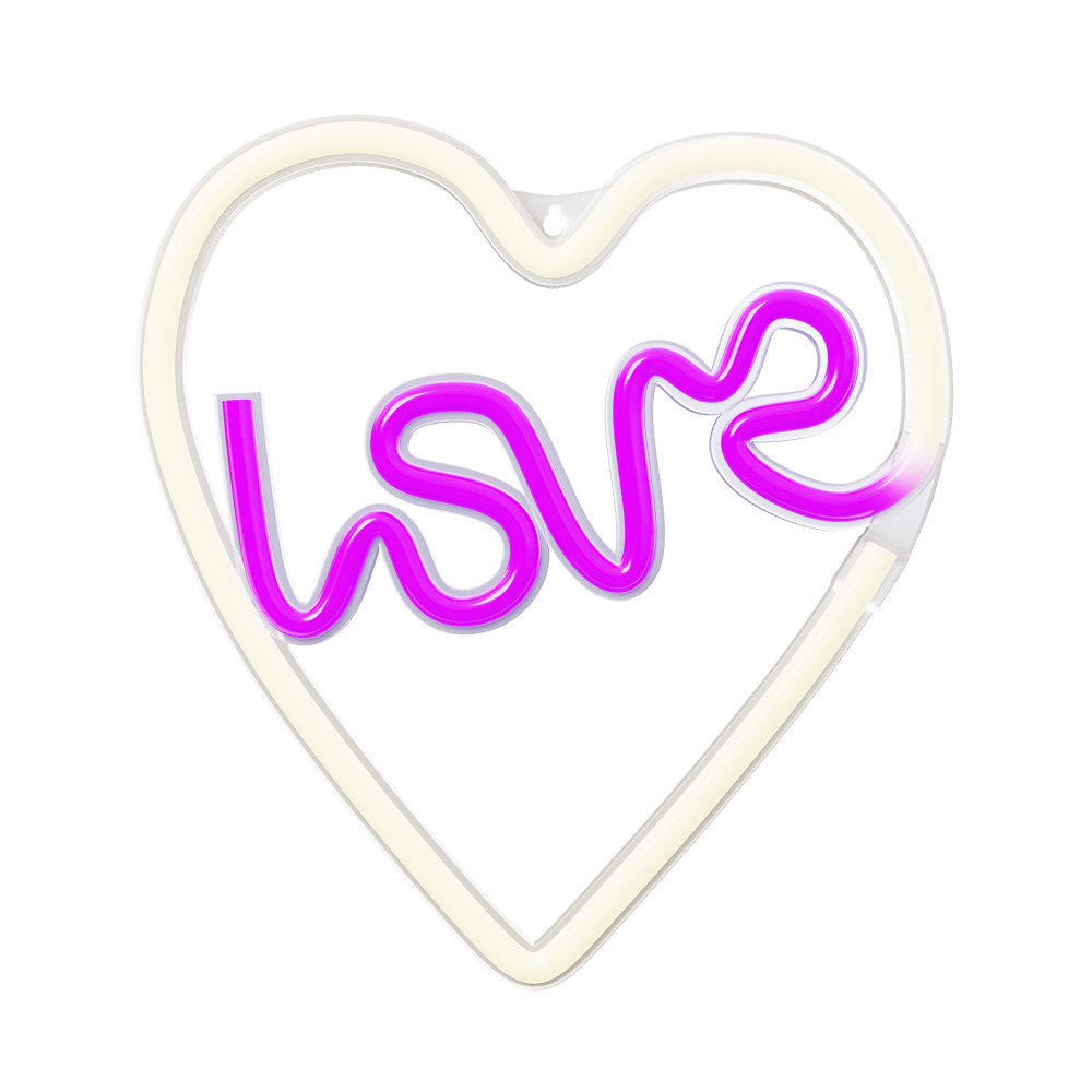 Neon LED Light LOVE HEART violets balts NNE02 Neolia