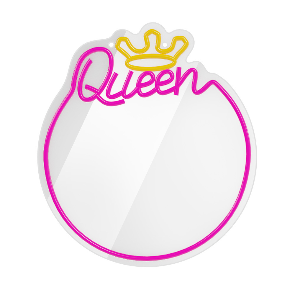 Neon MIRROR LED QUEEN warm balts rozā FMNE04 Forever Light