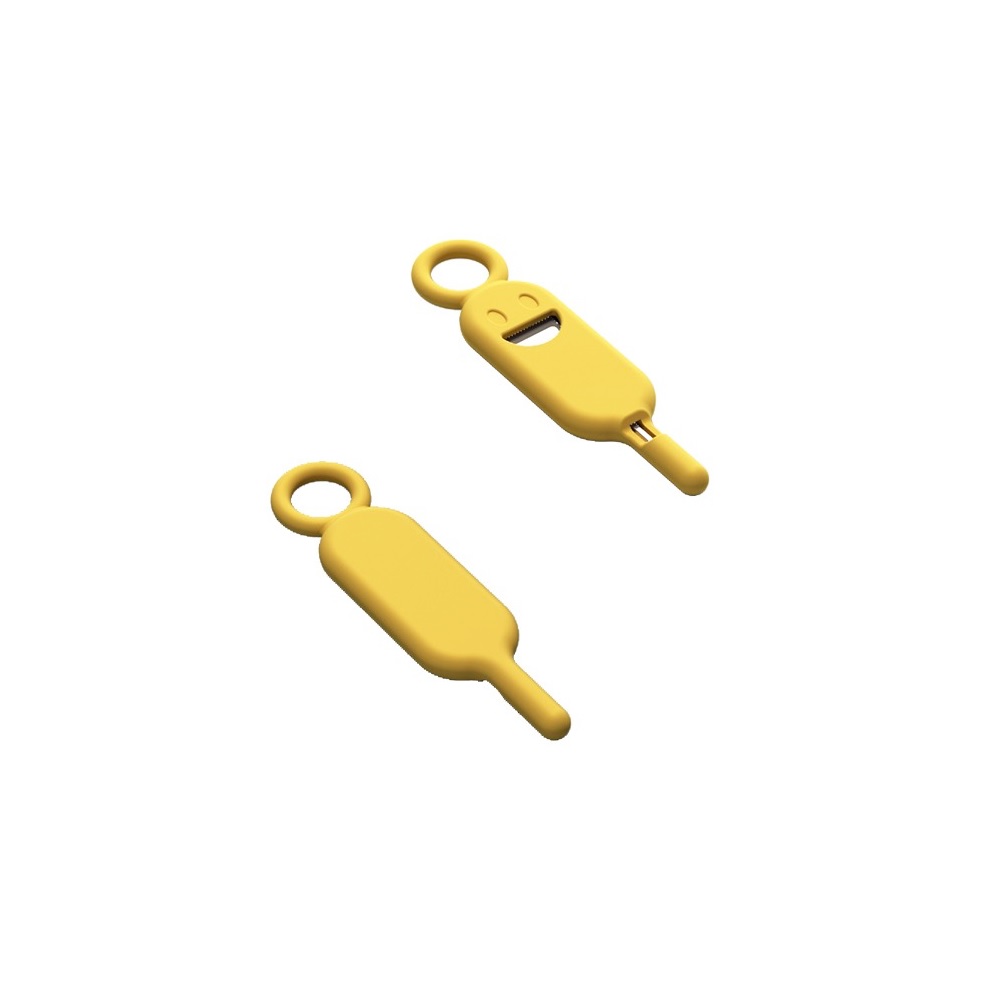 Key / needle for SIM card tray needle keychain dzeltens