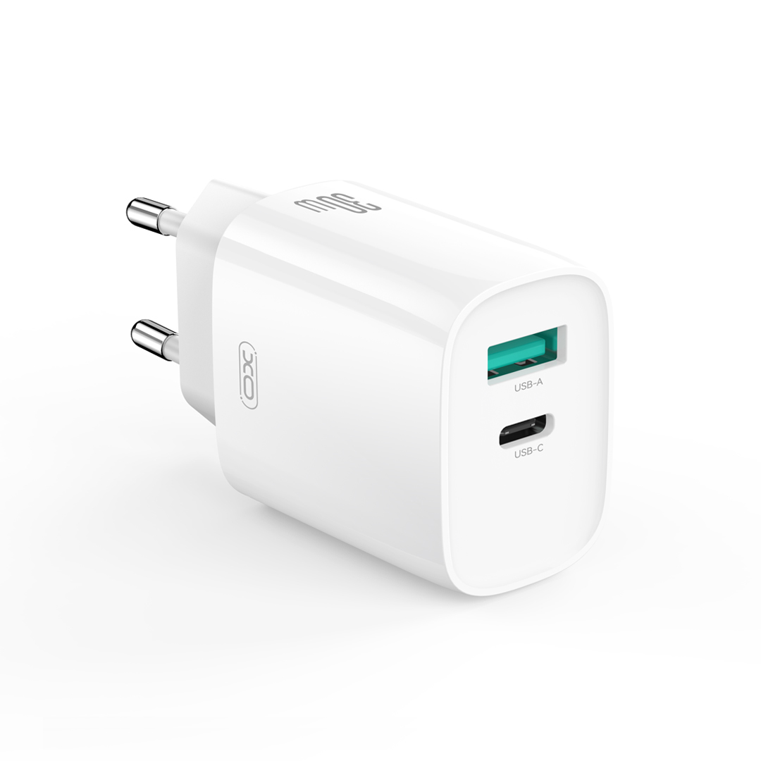 XO wall lādētājs CE30 PD 30W 1x USB-C 1x USB balts