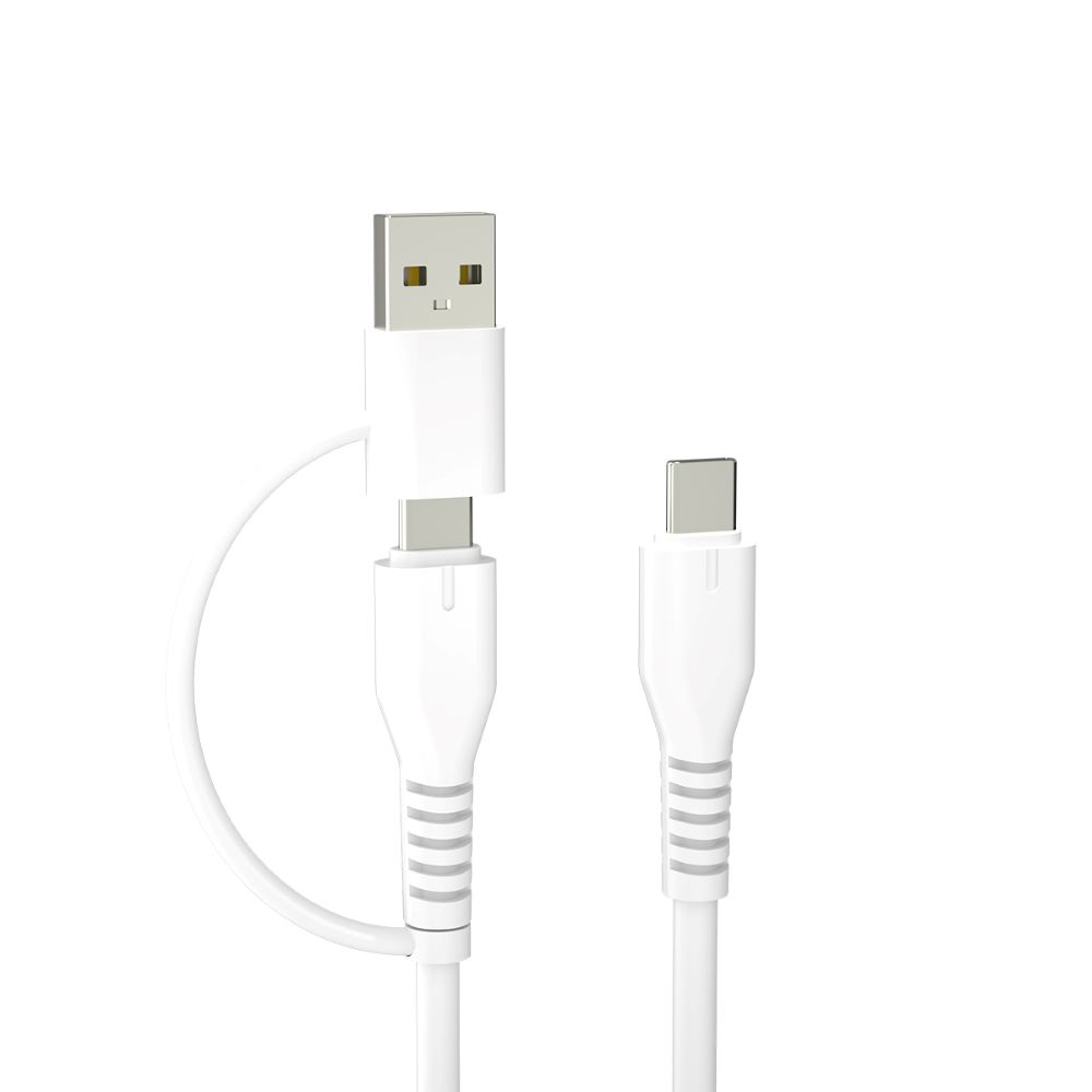 Forever pārstrādes kabelis 2w1 1,5m 3A USB-C - USB-C + USB-A KR2W1-00 balts