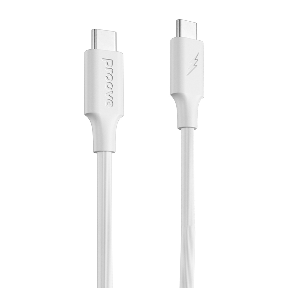 Proove kabelis Striped Silikona USB-C - USB-C 1m 60W balts