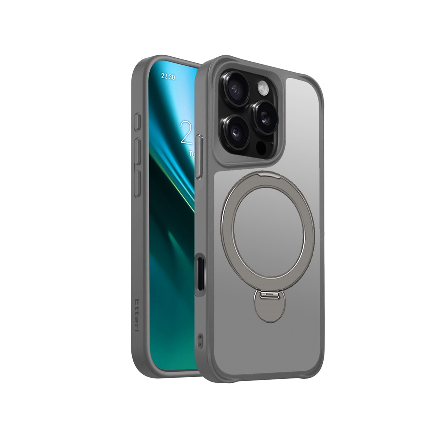 Etteri Matēts Mag Ring maciņš for iPhone 16 Pro 6,3" pelēks