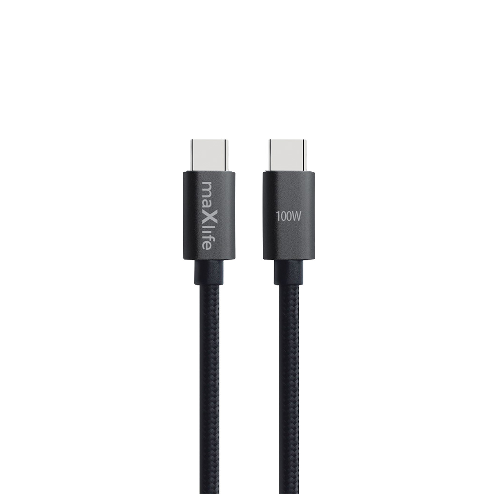 Maxlife MXUC-12 kabelis USB-C - USB-C 1,0 m 100W melns