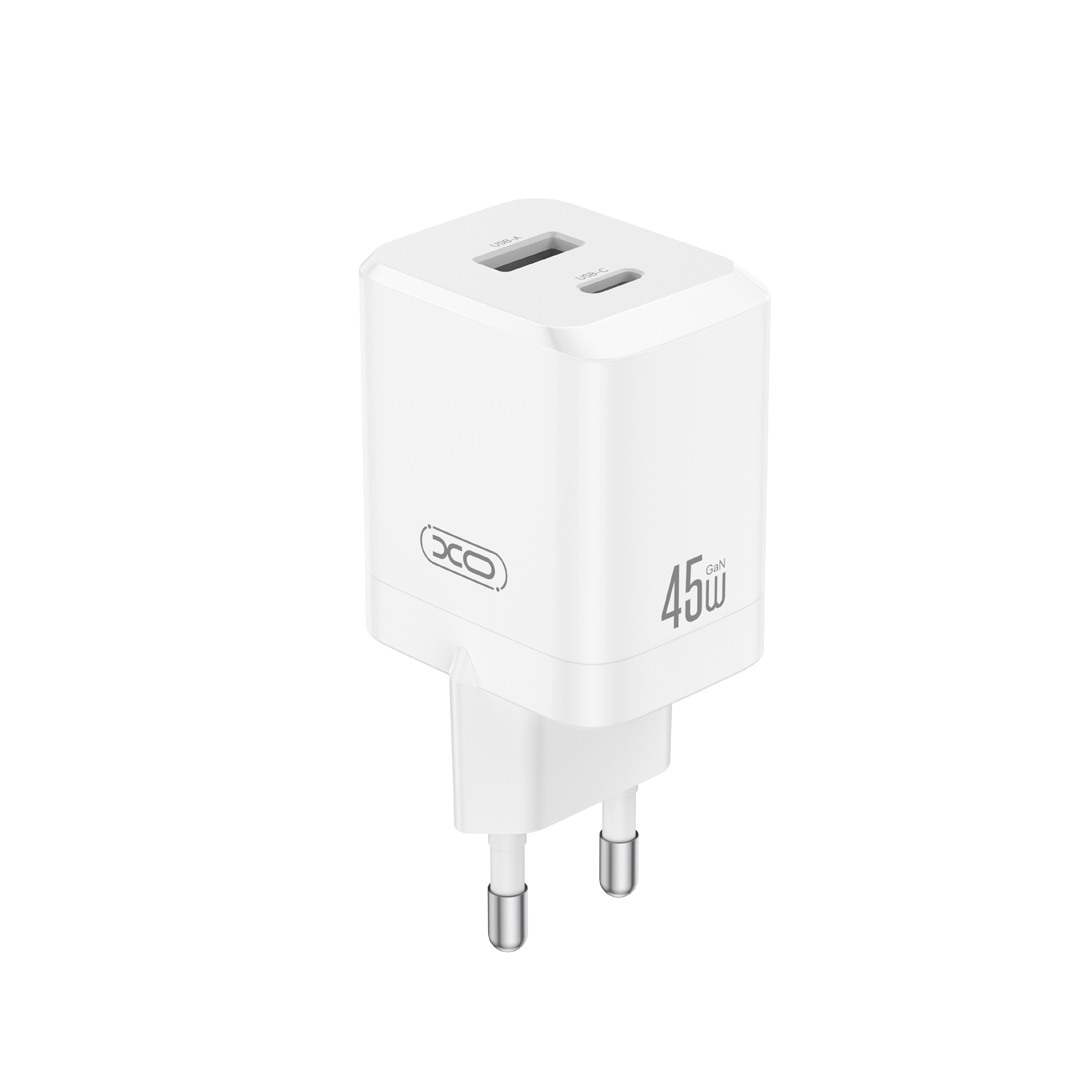 XO wall lādētājs CE36 PD 45W 1x USB-C 1x USB balts