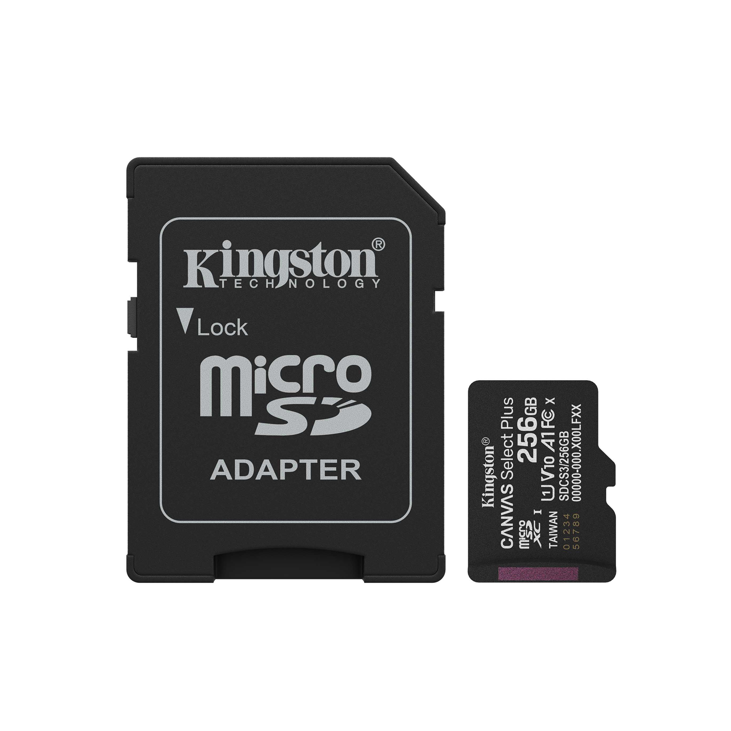 Kingston memory card 256GB microSDXC Canvas Select Plus Gen3 150MB/s A1 Card + Adapteris