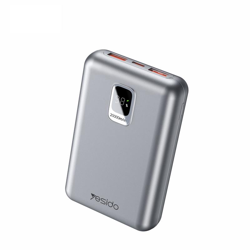yesido Powerbank YP47 20 000 mAh 22.5W  + PD 20W led sudraba