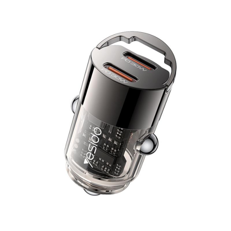 YESIDO CAR LĀDĒTĀJS Y69 PD 30W 2XUSB-C melns