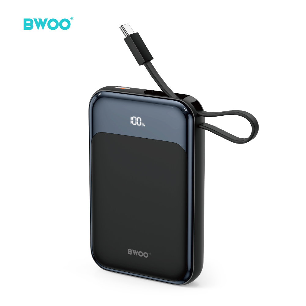 BWOO PD 20W 10000 mAh Portatīvais lādētājs With Usb-c Kabelis and Ekrāns P80 zelta