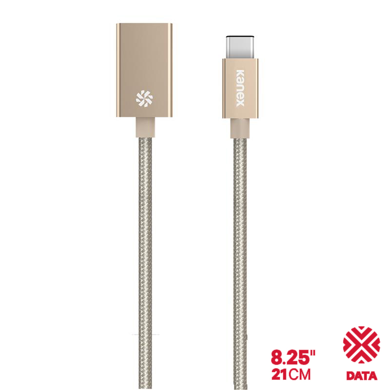 Kanex DuraBraid™ adapteris - USB-C to USB 3.0 type A Aluminium adapteris (zeltains)