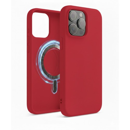 Maciņš "TM MagSafe Silicone" iPhone 13 Pro Max / Zemenes /