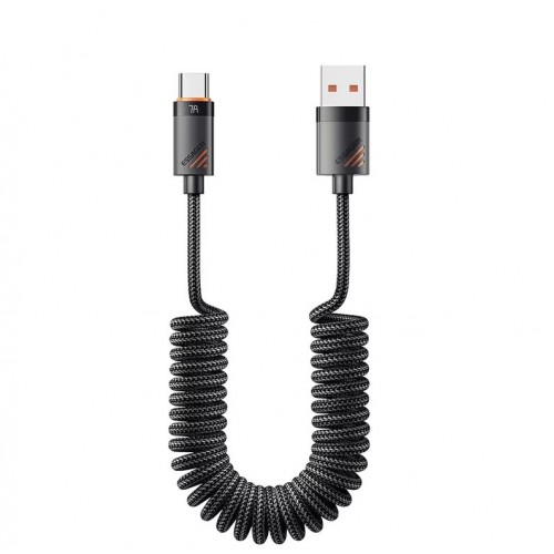 USB Kabelis Essager "Chuan3" melns "Type-C" 180cm (līdz 7A)