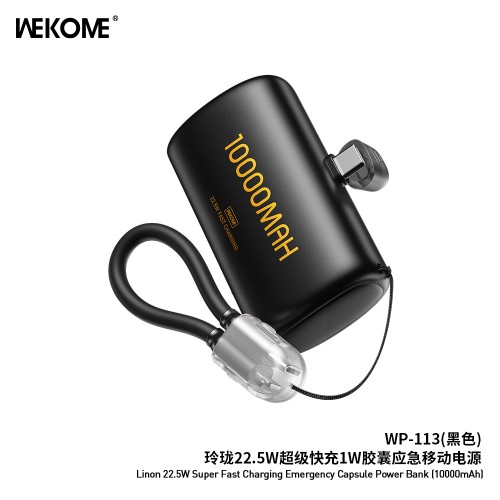 Portatīvais lādētājs WK Design "WP-113" melns 10000mAh (22.5W)