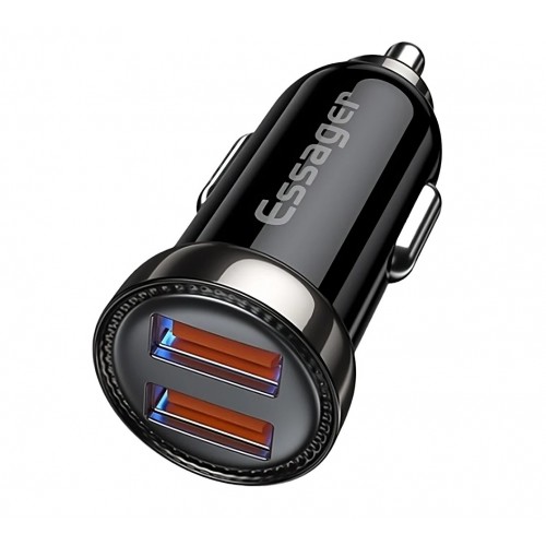 Auto lādētājs Essager "Turbo Dual" Zils 18W (2xQC3.0)