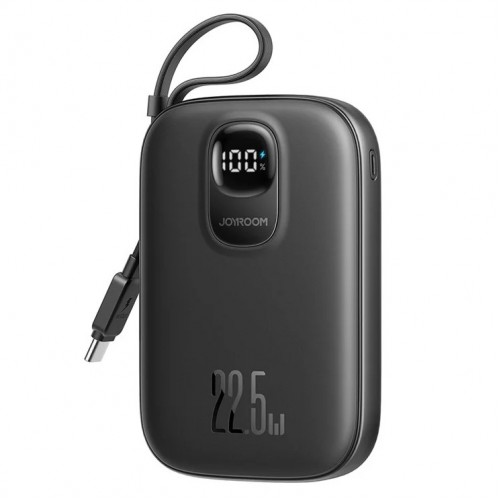 Power Bank Joyroom "JR-PBF17" melns 10000mAh 22.5W (PD / QC3.0) + integrēts Type-C kabelis