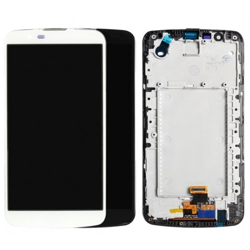 LCD Displejs Saderīgs ar LG K420n K10 ar frame Balts HQ