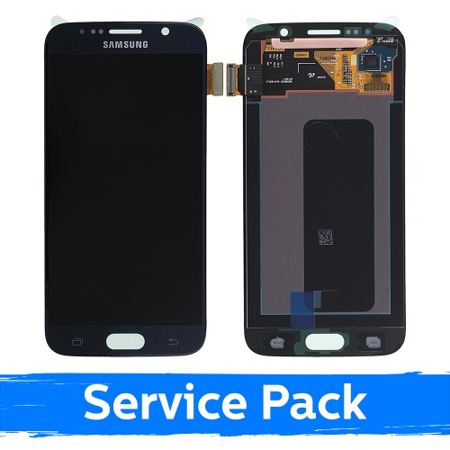 LCD Displejs Saderīgs ar Samsung G920 S6 Melns (Service Pack)