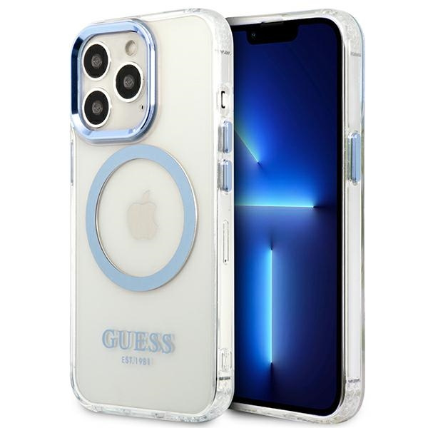 Guess GUHMP13LHTRMB iPhone 13 Pro / 13 6,1" zils/zils hard maciņš Metal Outline Magsafe