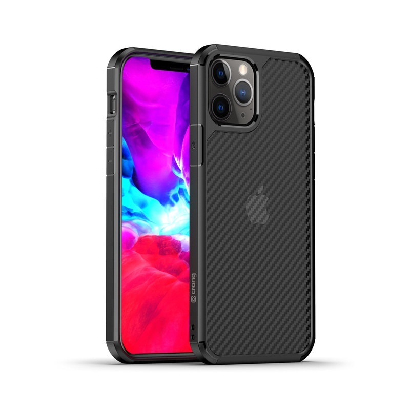 Crong Hybrid Carbon - iPhone 12 Pro Max maciņš (melns)