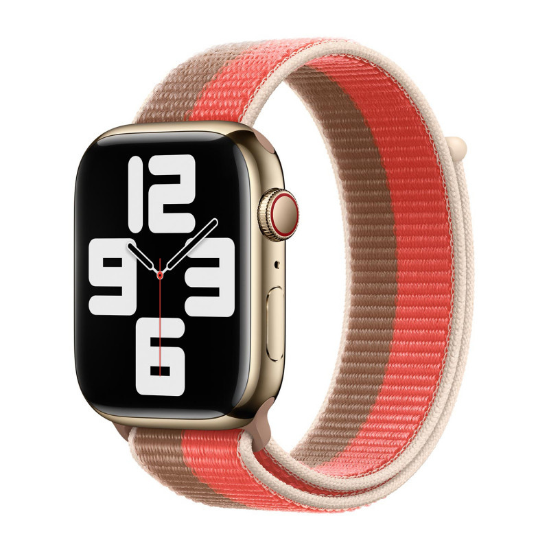 APPLE SIKSNIŅA APPLE WATCH ML303AM/A SPORTA SIKSNIŅA 45MM ROZĀ POMELO/TAN ORIĢINĀLĀ PLOMBA
