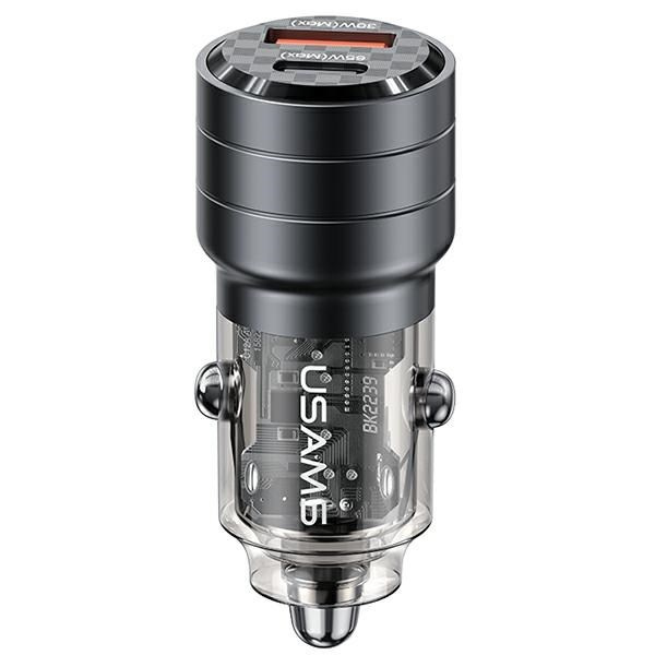 USAMS Auto lādētājs C36 USB+USB-C 95W FAST CHARGE melns CC176CC01 (US-CC176)