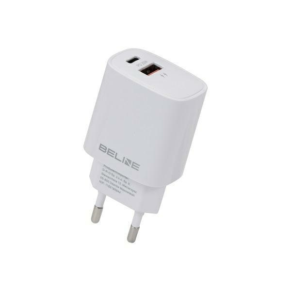 Beline Tīkla lādētājs 1x USB-C + 1x USB 20W balta (tikai galviņa) PD 3.0 + QC 3.0 BLN2CW20