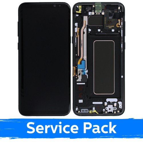 LCD Displejs Saderīgs ar Samsung G955 S8 Plus Ar Frame / Midnight Melns / (Service Pack)