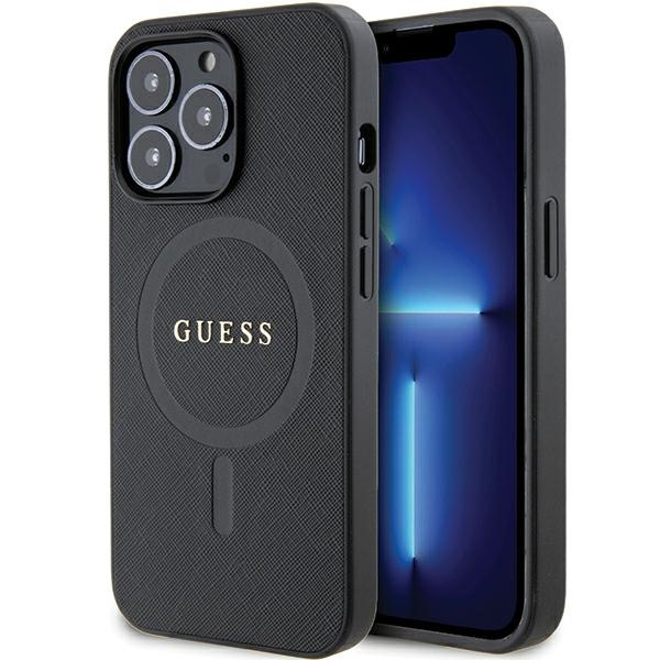 Guess GUHMP13XPSAHMCK iPhone 13 Pro Max 6.7" melns/melns hardcase Saffiano MagSafe